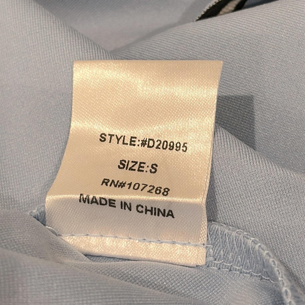 ANTHROPOLOGIE GRACIA Off Shoulder Ruffle Dress Light Blue Trimmed in B/W - Picture 6 of 12
